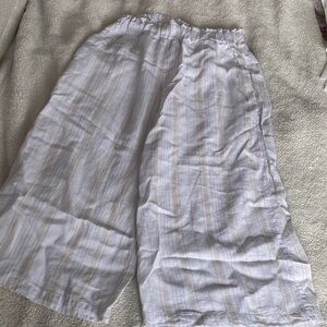 NWT White Striped Wide-Leg Linen Pants